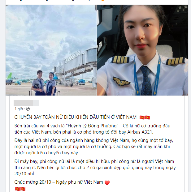 Nữ phi công có cái tên rất kêu này đã được dân tình dành tặng lời khen trên khắp mọi mặt trận trên mạng xã hội dịp lễ vừa rồi.