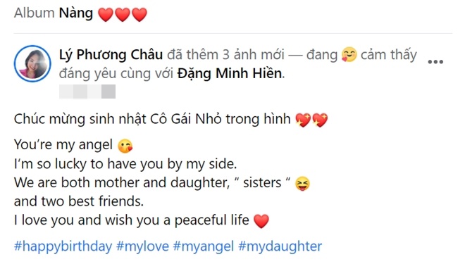 Lý Phương Châu chúc mừng sinh nhật con gái cực kì ngọt ngào.