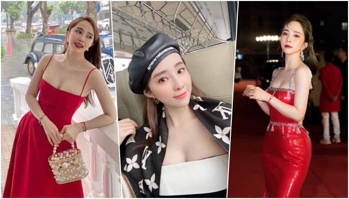 Đôi khi không cần quá trễ nải, diện đầm cổ vuông, bản ngang như Quỳnh Nga cũng có thể tạo hiệu ứng o ép đẹp mắt mà lại không quá hở hang.