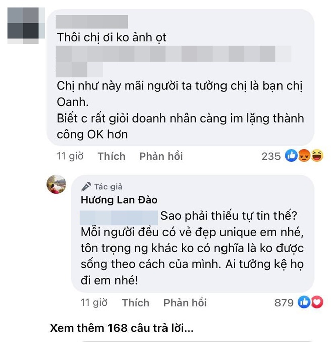 Được khuyên hãy im lặng, đừng để bị nói là bạn Phương Oanh, vợ Shark Bình đáp trả sâu cay.