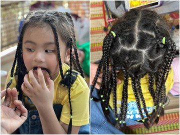 Con gái tóc quá dày, Vân Trang khoe tài tết tóc cho bé cực khéo, ai cũng tấm tắc khen
