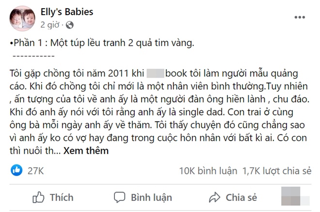 Elly Trần đăng tải bài viết dài nói về cuộc hôn nhân 10 năm kín tiếng của mình.