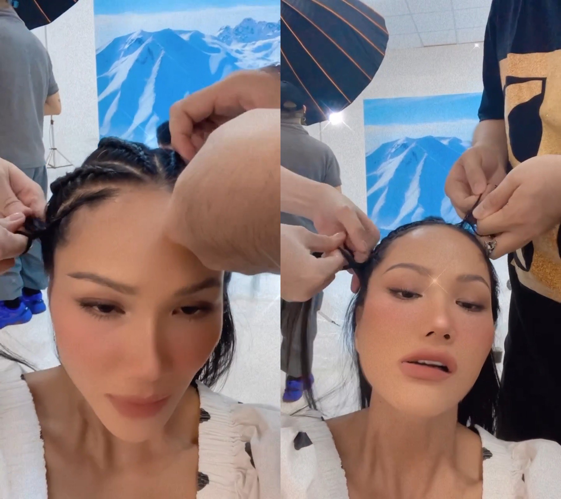 Tuy nhiên, có nhiều kiểu tóc muốn đẹp cần phải hi sinh rất nhiều. Chân dài phải ngồi hàng giờ để tết tóc và thậm chí là chịu đau để ekip hoàn thành đúng tiến độ. Kiểu tóc Dreadlock này là 1 trong số đó, tuy nhiên, nó lại xuất hiện gắn liền với HHen Niê rất nhiều vì hợp màu da.