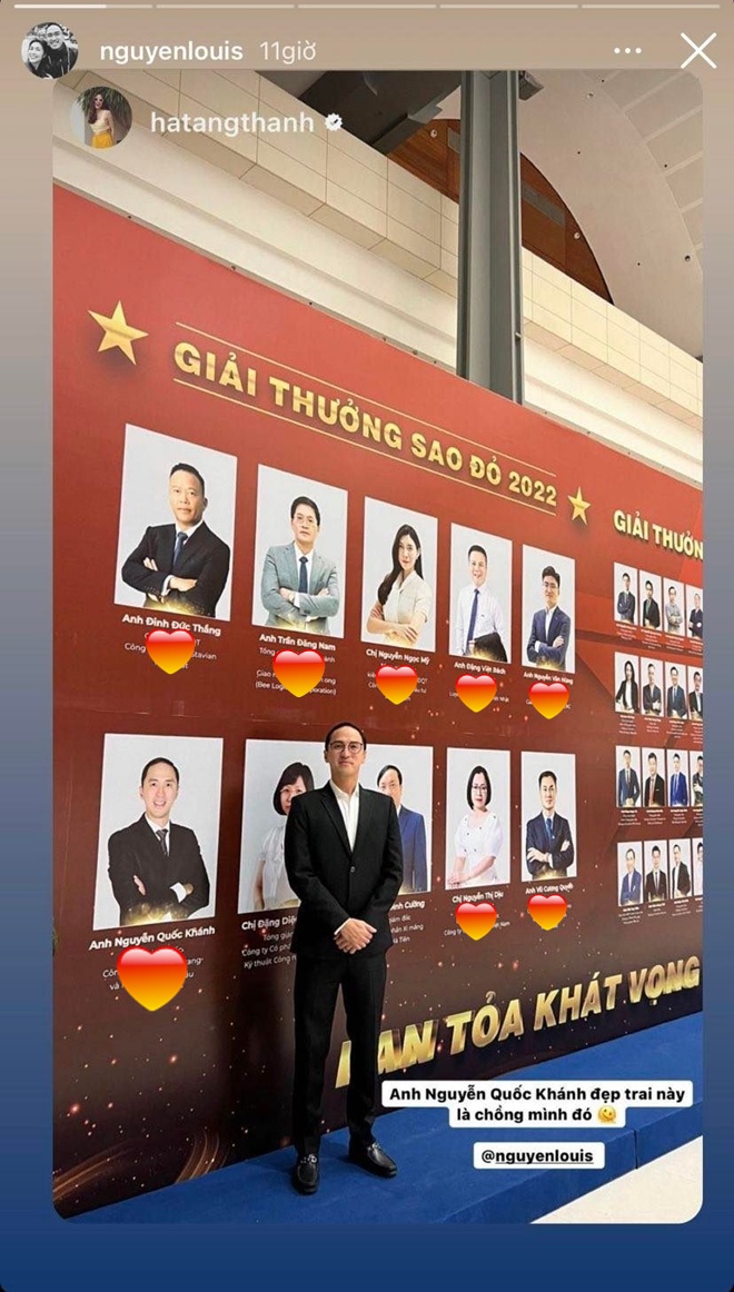 Tăng Thanh Hà đăng ảnh chồng, tự hào khoe: Anh Nguyễn Quốc Khánh đẹp trai này là chồng mình đó.