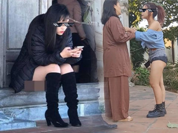 Đi chùa ăn mặc như đi biển với quần lấp ló vòng 3, cô gái bị từ chối cho vào chẳng oan