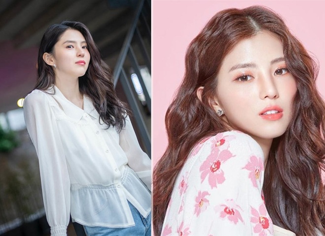 Với nửa bên trái dày và to hơn bên phải, Han So Hee chọn kiểu tóc xoăn nhẹ lệch sang trái để che bớt nhược điểm cho khuôn mặt. Tóc uốn xoăn nhẹ tự nhiên giúp gương mặt hài hòa cân đối hơn tóc để thẳng, phần mái dài tạo phồng để che đi một bên mặt to.