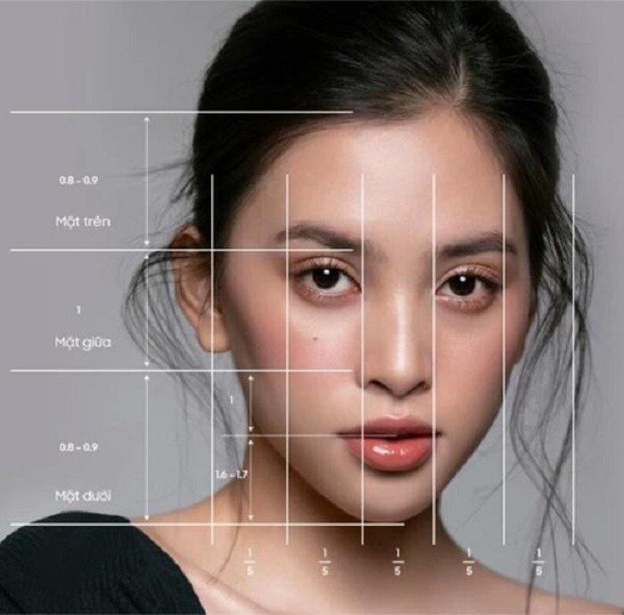 Gương mặt của Tiểu Vy được phân tích. Các chỉ số đều gần như hoàn hảo.