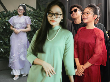 Làm bà chủ ở tuổi 19, Phương Mỹ Chi mặc áo dài cũng chững chạc hơn, tạm bỏ style công chúa