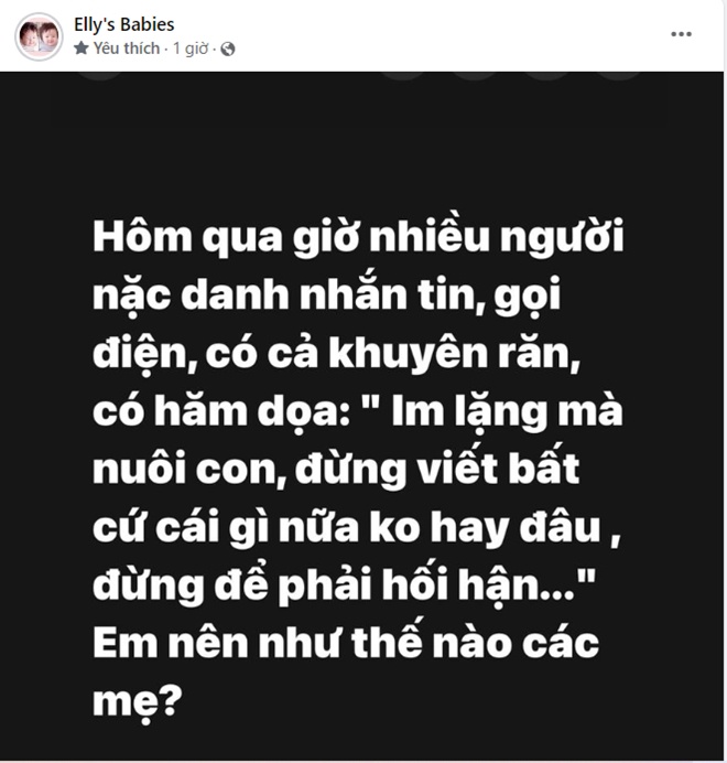 Elly Trần cầu cứu cư dân mạng sau khi nhận nhiều tin nhắn, cuộc gọi hăm dọa nặc danh.