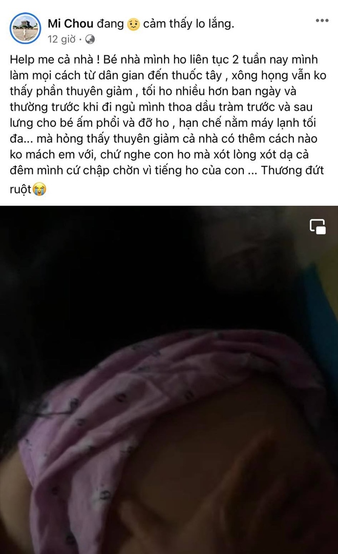 Bảo mẫu bất an vì con gái Mai Phương ho liên tục 2 tuần không khỏi dù đã làm nhiều cách.