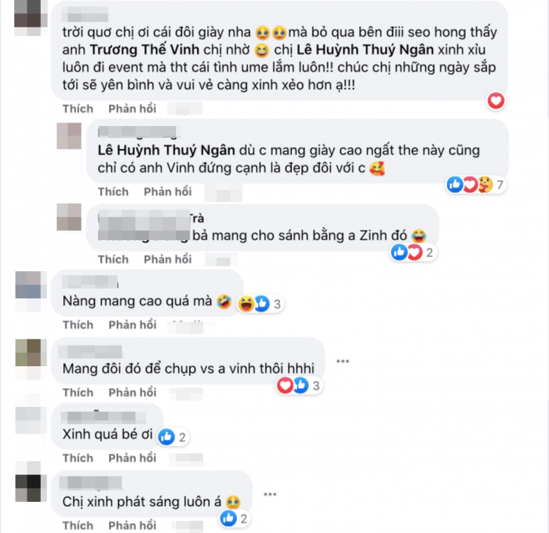 Fan gật gù cho rằng, quý cô mang đôi giày cao ngất ngưởng đó chỉ có thể toả sáng khi sánh đôi bên Trương Thế Vinh.