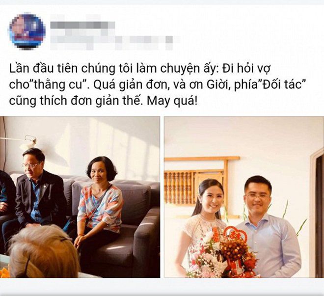 Loạt ảnh trong lễ dạm ngõ được bố chồng tương lai của Ngọc Hân đăng tải.