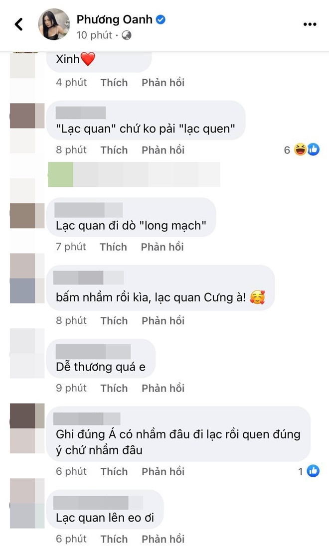 Thế nhưng dân tình lại tập trung soi lỗi viết nhầm lạc quan thành lạc quen của nữ diễn viên.