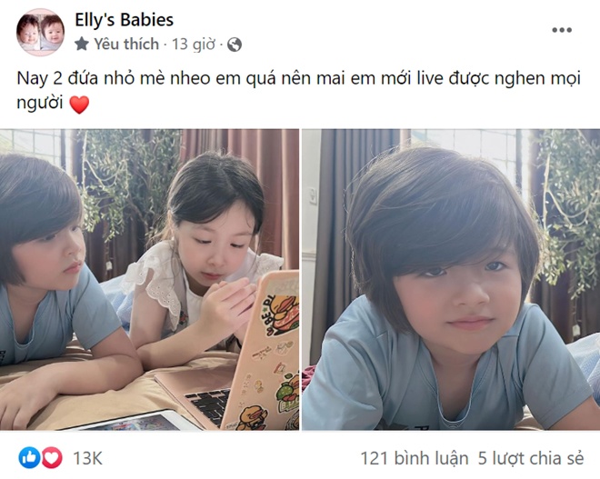 Elly Trần đăng ảnh 2 con không chỉnh sửa vẫn khiến dân tình mê mẩn, dành nhiều lời khen ngợi.