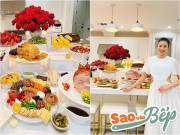 Bếp Eva - Choáng ngợp với bàn tiệc ngập đồ ăn ngon nhà Hoa hậu Phạm Hương, dân mạng thấy nhiều thứ quen quen