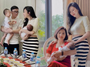 Bà bầu - Học trò Phạm Hương đẻ sòn sòn, con vừa đầy tháng đã diện áo croptop khoe eo thon bụng phẳng
