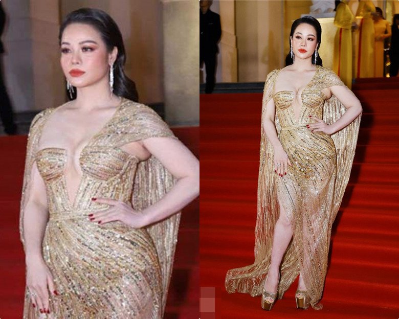 Cô hầu gái gợi cảm bậc nhất Vbiz là Nhật Kim Anh cũng từng lọt hố sao mặc xấu với thiết kế này. Ở 1 số góc chụp hơi nghiêng, phần mỡ lưng và nách đã bị phát giác.