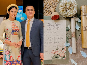 Ngọc Hân khoe thiệp cưới ống tre được khen độc nhất vô nhị, Hà Kiều Anh bất ngờ tiết lộ đụng hàng
