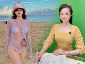 Nữ MC thấp nhất VTV lên sóng diện kín bưng, nay mặc đồ rách tứ tung, khoe dáng trên biển