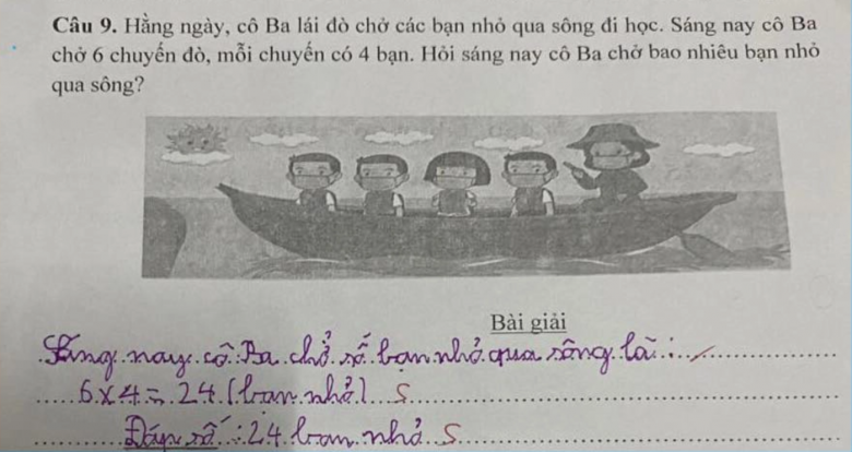 Bài toán lớp 3 được một phụ huynh có con học tại một một trường tiểu học ở TP. Dĩ An, Bình Dương đăng tải lên MXH