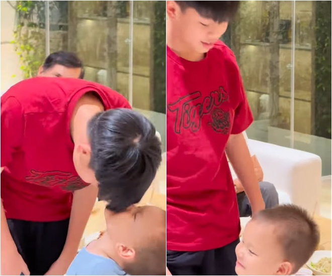 Khi được Hồ Ngọc Hà thả ra, cậu cả nhà nữ ca sĩ còn tình cảm âu yếm em trai làm dân mạng lụi tim.