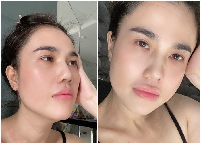 Điểm đáng mừng là bà mẹ tuổi 38 vẫn có nước da nhẵn mịn, căng bóng chuẩn mác lão hoá ngược.