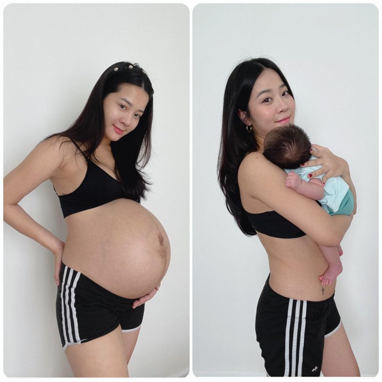 1 tháng sau sinh, Karen Nguyễn đã giảm 17kg tự nhiên mà chưa cần can thiệp gì. (Ảnh: NVCC)