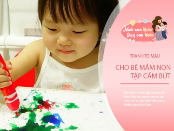 Tranh tô màu theo mẫu siêu đơn giản cho bé 2 tuổi tập cầm bút, rèn trí thông minh