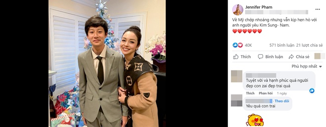 Jennifer Phạm khoe ảnh con trai Bảo Nam, hóm hỉnh gọi cậu bé là người yêu Kim Sung-Nam.