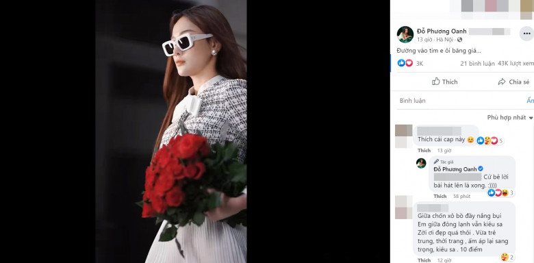 Phương Oanh liên tục cập nhật những chia sẻ đầy tâm trạng.