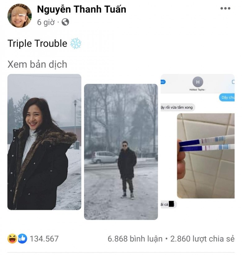 Nam ca sĩ Làm gì phải hốt dẫn chứng thực tế luô: Đi chơi tuyết về được thông báo 2 vạch.