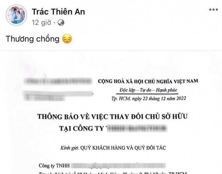 Thiện Nhân thông báo về sự thay đổi của công ty.