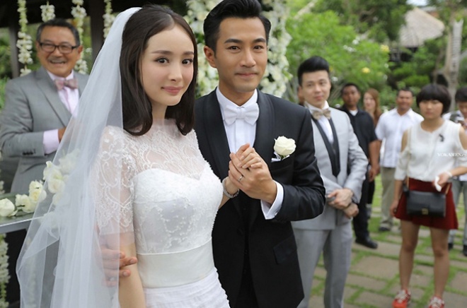 Dương Mịch và Lưu Khải Uy trong đám cưới.