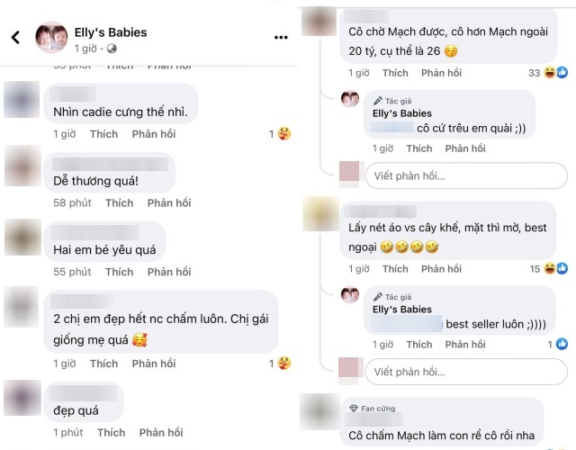 Nhiều bình luận khen ngợi nhan sắc 2 nhóc tỳ nhà Elly Trần, có người còn đặt gạch Alfie làm... chồng.
