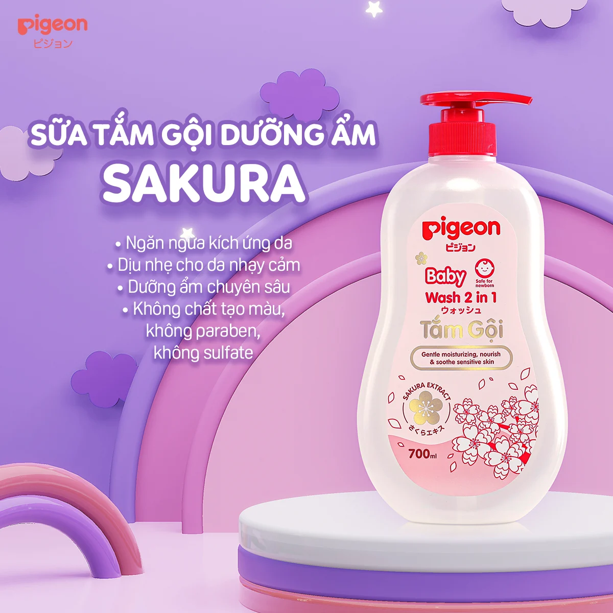 Chăm da bé “chuẩn anh đàoamp;#34; cùng sản phẩm Tắm gội Sakura Pigeon - 3