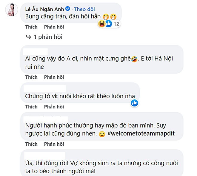 Nàng hậu cho biết bụng chồng căng tràn.