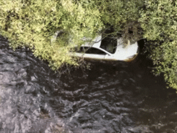 Clip: Cô gái may mắn thoát chết khi xe ô tô bị lũ cuốn xuống sông