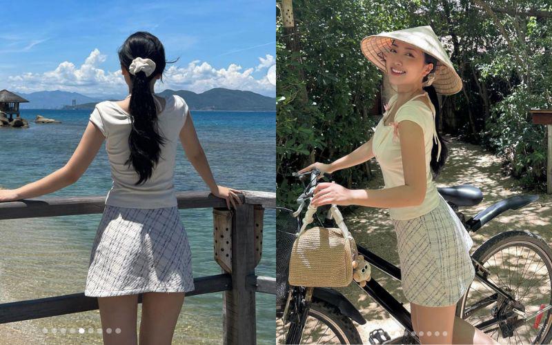 Hầu hết các trang phục mà Mai Hà Trang kết thân đều là các item có kiểu dáng cơ bản nhưng không quá cầu kì nhưng đạt đến độ sành điệu, hút mắt.

