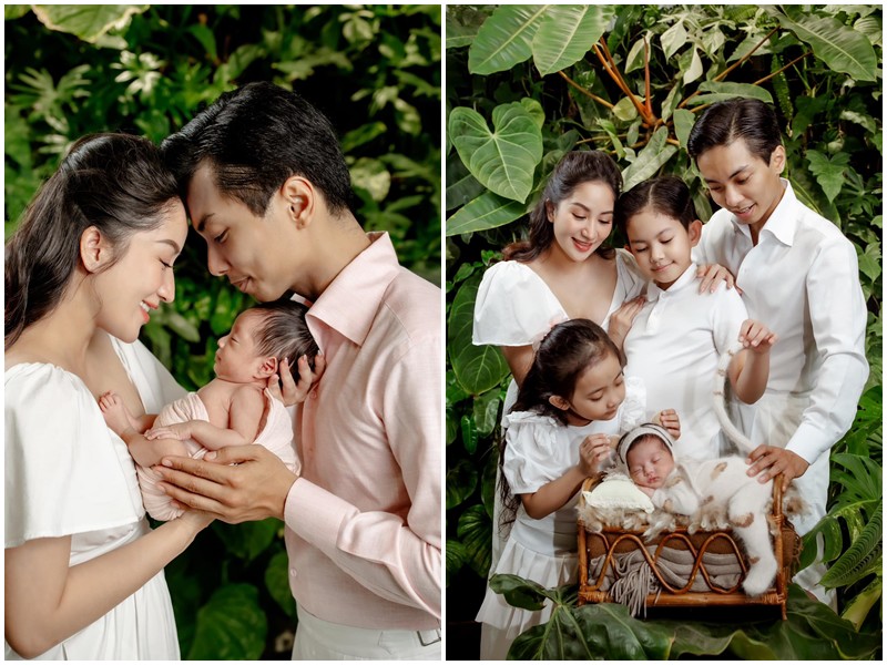 Vừa mới đây, Khánh Thi chia sẻ bộ ảnh gia đình viên mãn nhân dịp đầy tháng con thứ 3. Trong loạt ảnh mới, Khánh Thi khoe sắc rạng rỡ, xinh đẹp. Còn gia đình 5 người thì ai nấy đều tươi rói hạnh phúc khi gia đình có thành viên mới.
