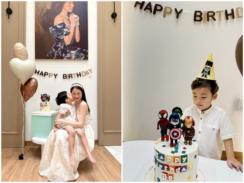 Trên trang cá nhân của con trai, Hoà Minzy đã đăng tải loạt ảnh ghi lại cảnh tổ chức sinh nhật cho quý tử nhà mình. Có thể thấy, không gian được cô trang trí khá đơn giản cùng bóng bay, bánh sinh nhật và một số món quà nhỏ xinh.
