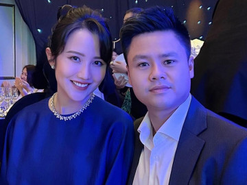 Primmy Trương xuất hiện bên chồng, diện đầm quý tộc nhưng đường cong mất tích