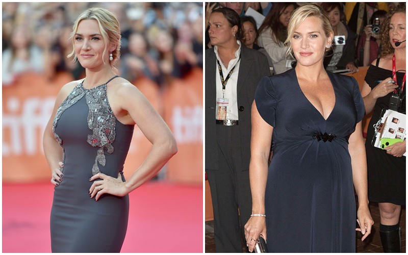 Kate Winslet, mỹ nhân Titanic một thời cũng chung số phận với nhiều bà bầu khác khi tăng cân nhanh chóng.
