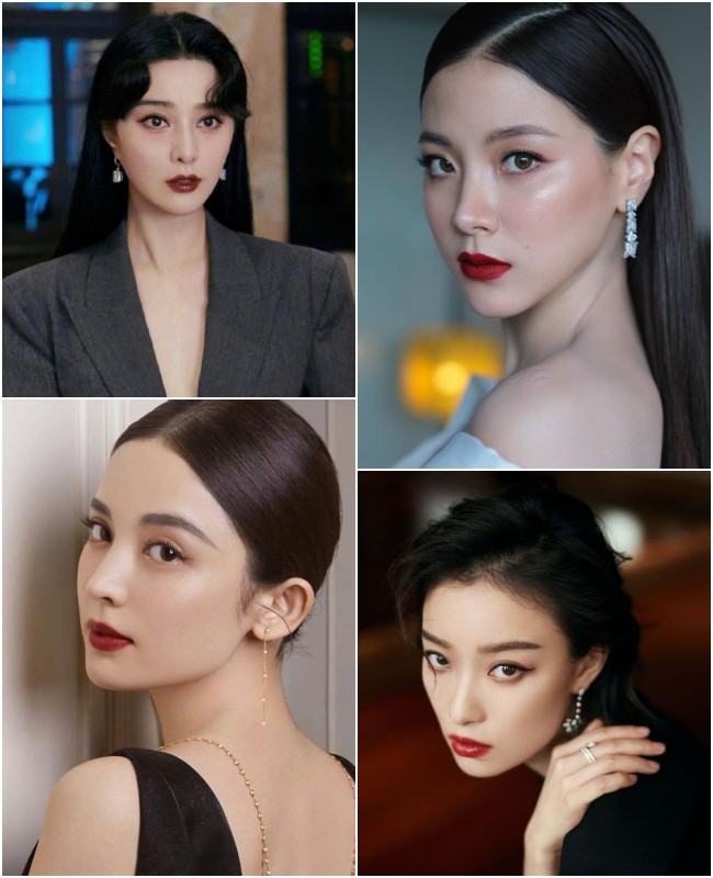 Son đỏ rượu, đỏ nâu đất thường hay bị gắn mác già đanh, nhưng ít ai ngờ rằng tone màu này lại hợp với mọi độ tuổi. Bằng chứng là nhiều mỹ nhân Châu Á từ già đến trẻ đều có cho mình bộ sưu tập layout đẹp mất hồn với son đỏ.