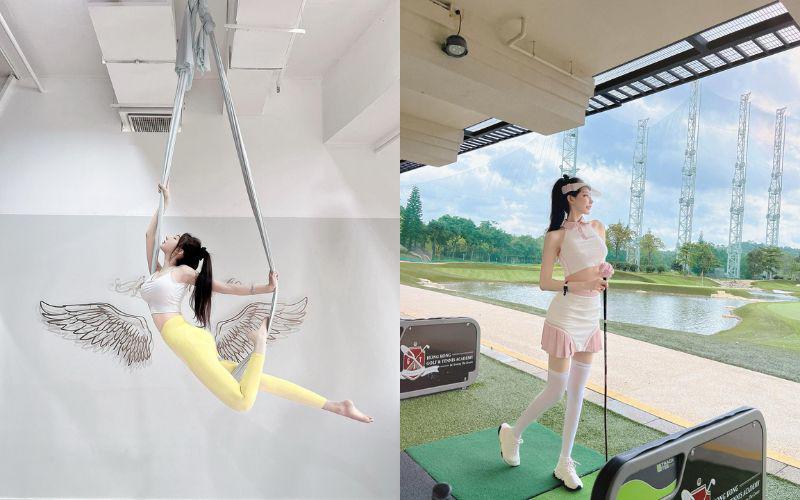 Ngoài yoga bay giúp cơ thể dẻo dai, Cammi cũng "đốt" mỡ thừa trên sân tập golf. Việc theo đuổi bộ môn nhà giàu mỗi giờ có thể giúp chị em đốt cháy khoảng 370 calo.
