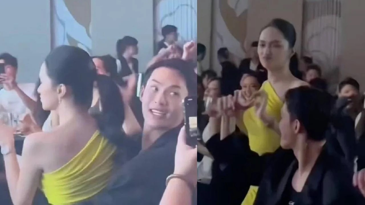 Người đẹp sà vào lòng một chàng trai. Ống kính chỉ thấy thoáng qua khuôn mặt đã đủ thấy sự điển trai.