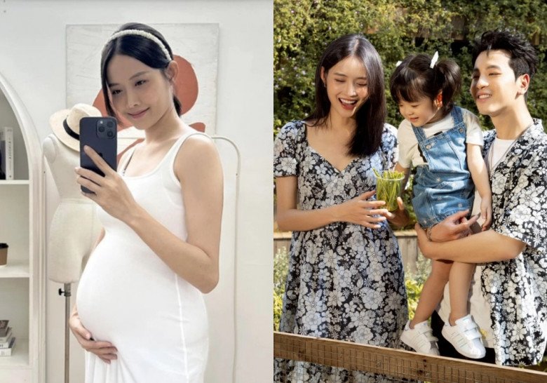 Ở những tháng cuối thai kỳ, Trương Mỹ Nhân giữ được thần sắc tươi tắn và tràn đầy sức sống.