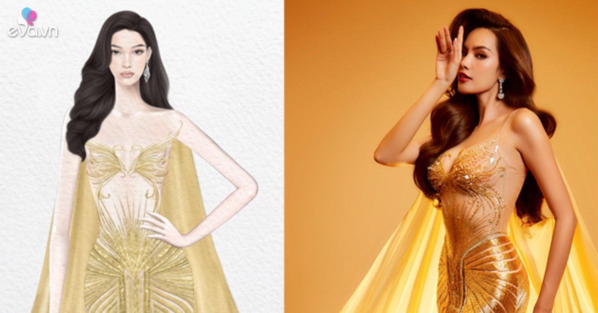 View - Lê Hoàng Phương diện váy dạ hội thiên nga vàng, đính nghìn viên đá pha lê tại Bán kết Miss Grand International 2023