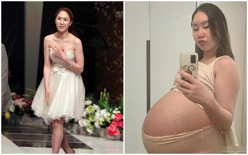 Diễn viên hài nổi tiếng Hwang Shin Young từng nặng hơn 104kg khi mang thai ba. 
