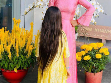 Tiểu thư con sao Việt sở hữu mái tóc dài, dày khiến hội mẹ bỉm mê tít, thi nhau xin vía