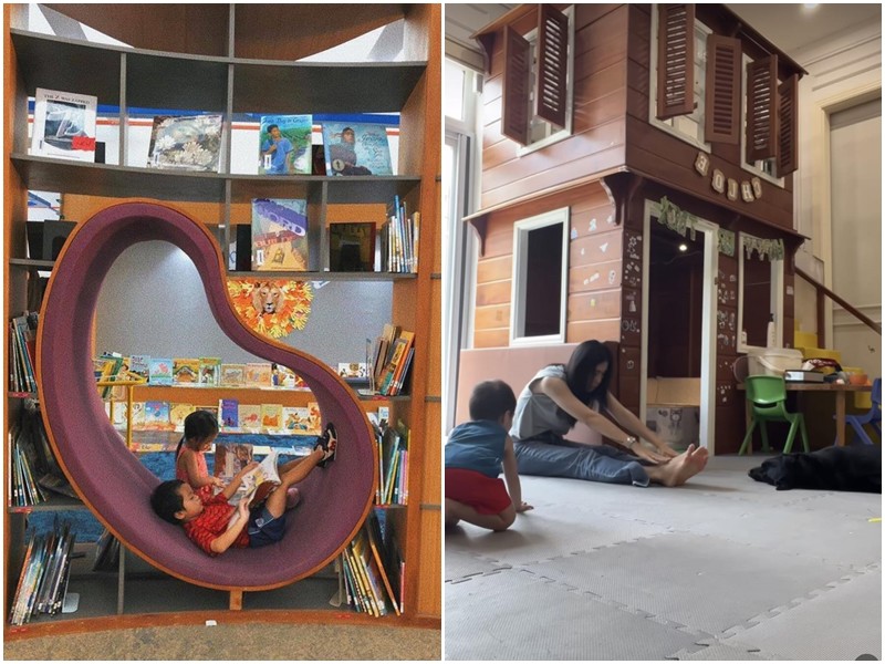 Nhìn hình ảnh khu vui chơi, đọc sách tại nhà của các con Tăng Thanh Hà, ai cũng thầm cảm thán đúng là chuẩn gia đình nghìn tỷ.
